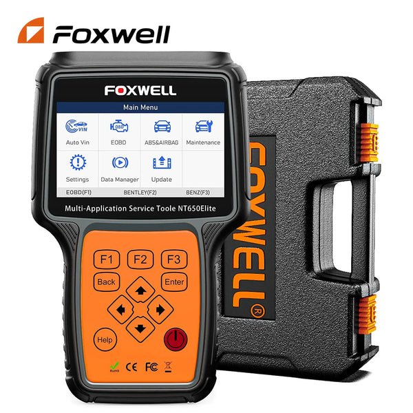 Foxwell-NT650 Elite OBD2 Ferramenta de Diagnóstico Do Carro, ABS SRS Code Reader, SAS BRT EPB Oil, 26 Reset, profissional OBD2 Scanner Automotivo