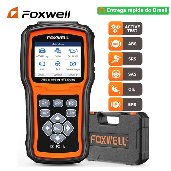 Foxwell nt630 além de obd2 Scanner Automotivo em Português Motor ABS Airbag EPB OIL SAS Calibração Code Reader ODB OBD2 Auto Car Diagnostic Tool