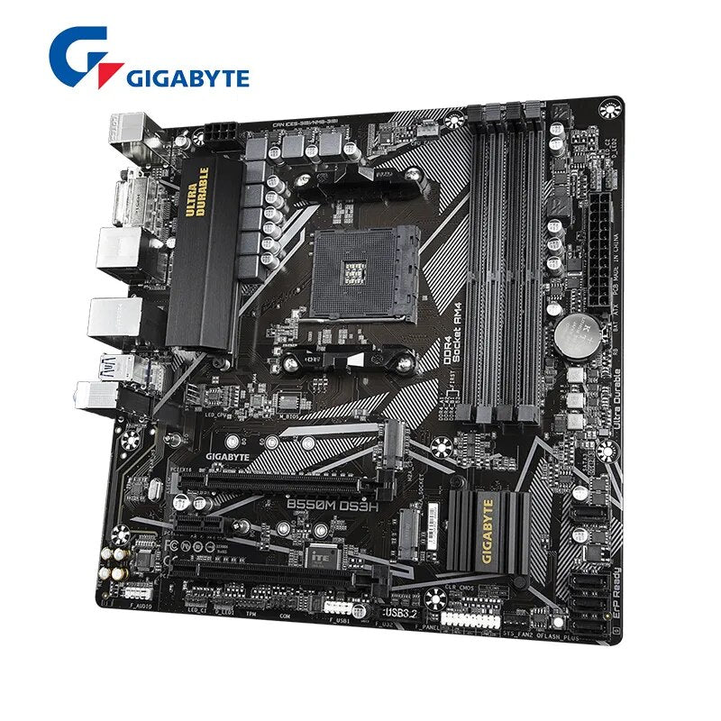 GIGABYTE-Placa-mãe Double Channel AM4, GA B550M, DS3H, Micro-ATX, AMD B550, DDR4, 4733 MHz, M.2, USB 3.2, 128G, Novo