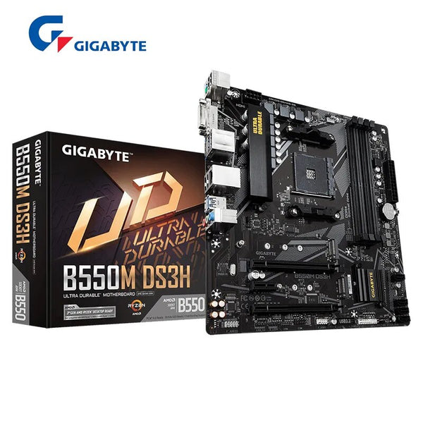 GIGABYTE-Placa-mãe Double Channel AM4, GA B550M, DS3H, Micro-ATX, AMD B550, DDR4, 4733 MHz, M.2, USB 3.2, 128G, Novo
