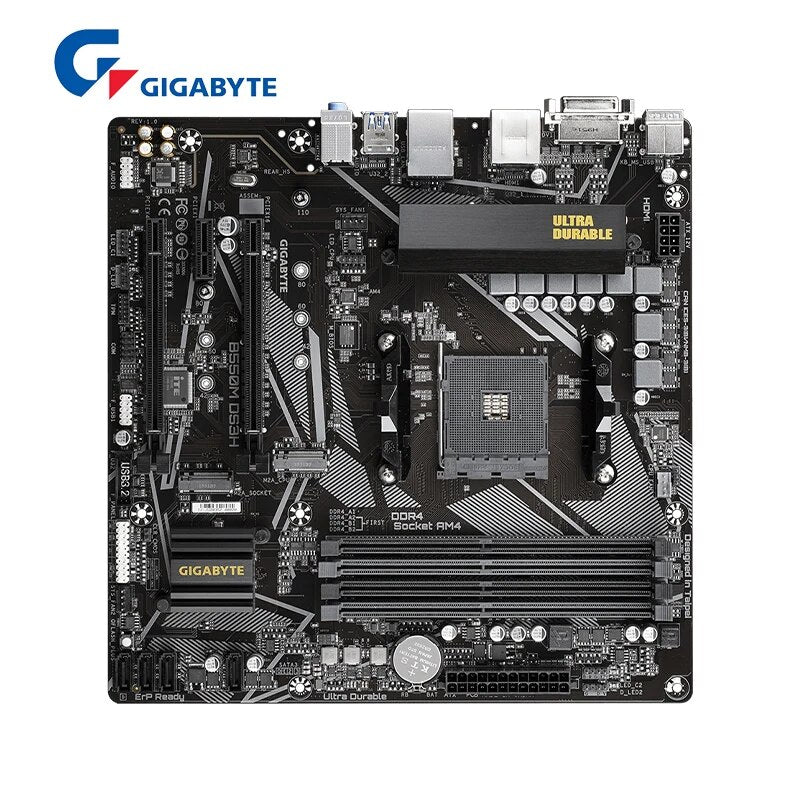 GIGABYTE-Placa-mãe Double Channel AM4, GA B550M, DS3H, Micro-ATX, AMD B550, DDR4, 4733 MHz, M.2, USB 3.2, 128G, Novo