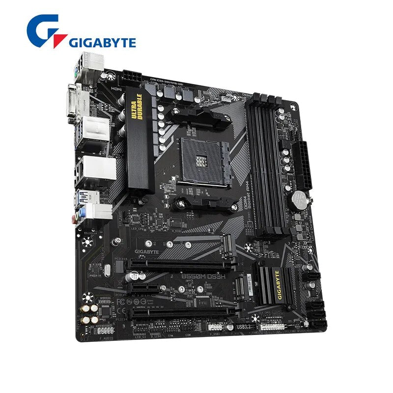 GIGABYTE-Placa-mãe Double Channel AM4, GA B550M, DS3H, Micro-ATX, AMD B550, DDR4, 4733 MHz, M.2, USB 3.2, 128G, Novo