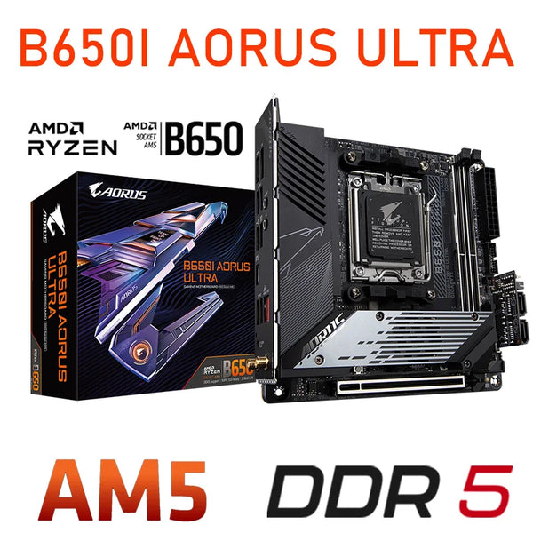 Gigabyte-B650I Placa-mãe AORUS Ultra AM5, Placa-mãe AMD B650, Desktop Mini-ITX, Série DDR5 Ryzen 7000, CPU M.2 64GB, Novo