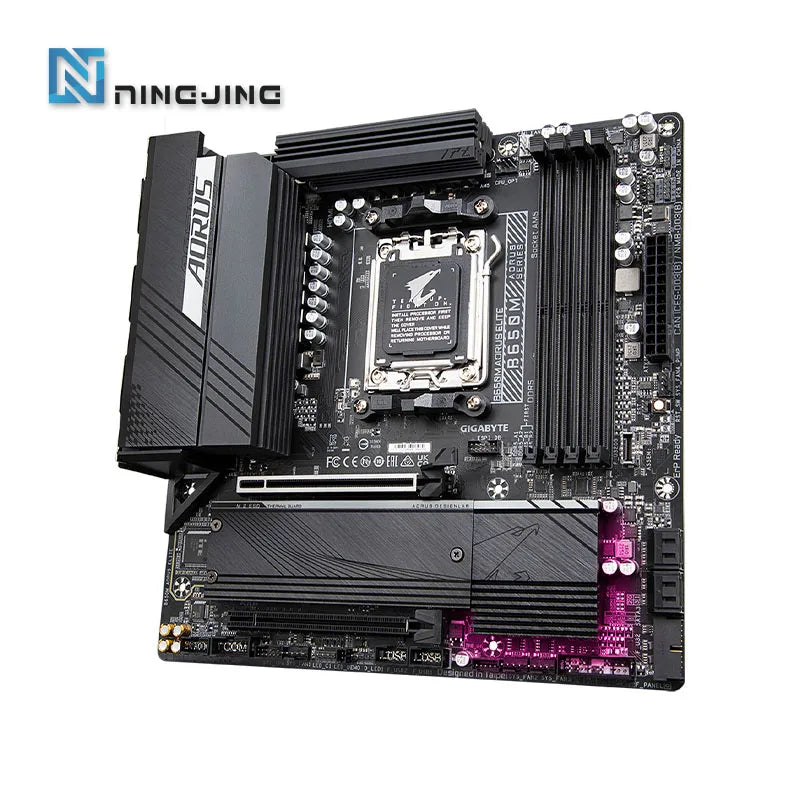 Gigabyte-B650M Placa-mãe Aorus Elite, Alimentação de 12 + 2 + 1 Fase, Micro-ATX, AMD B650, DDR5, 6600 MHz, M.2, USB 3.2, Soquete 192G, AM5, Novo