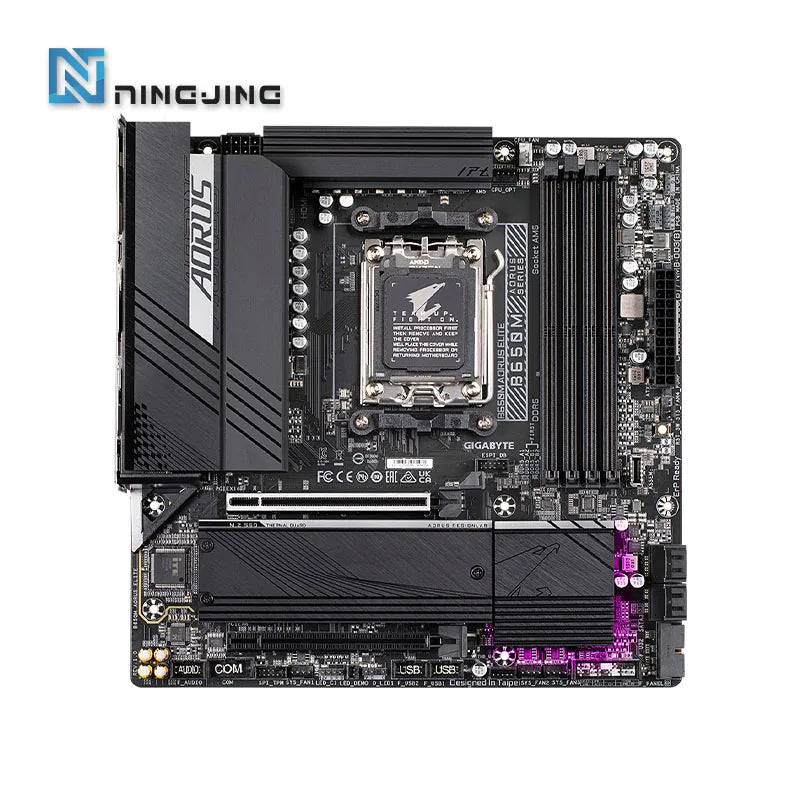 Gigabyte-B650M Placa-mãe Aorus Elite, Alimentação de 12 + 2 + 1 Fase, Micro-ATX, AMD B650, DDR5, 6600 MHz, M.2, USB 3.2, Soquete 192G, AM5, Novo