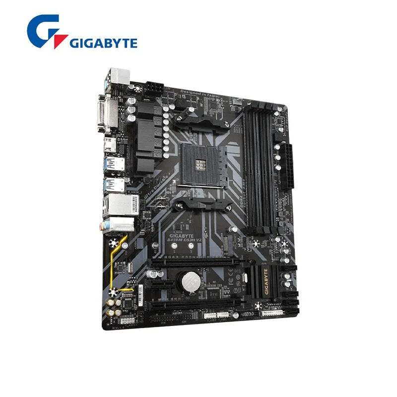 Gigabyte-Placa-mãe dobro do soquete AM4 do canal, B450M, DS3H, V2, Micro-ATX, AMD B450, DDR4, 2933MHz, M.2, USB 3.1, 128G, Novo