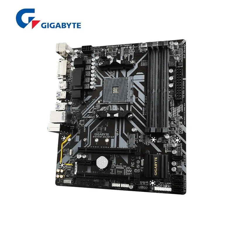 Gigabyte-Placa-mãe dobro do soquete AM4 do canal, B450M, DS3H, V2, Micro-ATX, AMD B450, DDR4, 2933MHz, M.2, USB 3.1, 128G, Novo