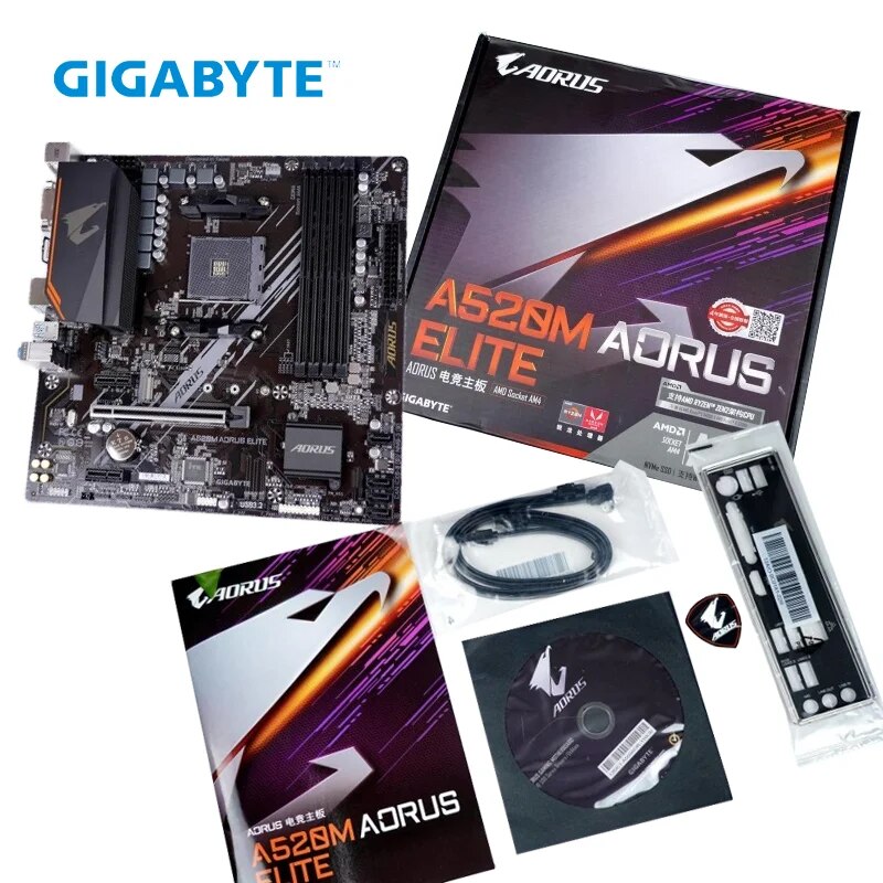 Gigabyte Socket AM4 A520M AORUS ELITE New Motherboard DDR4 128GB AMD Ryzen Support Overlocking Mainboard AMD A520 Micro ATX