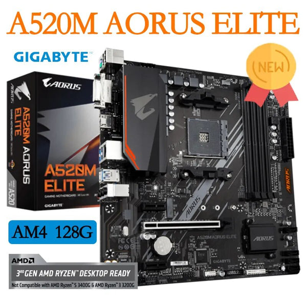 Gigabyte Socket AM4 A520M AORUS ELITE New Motherboard DDR4 128GB AMD Ryzen Support Overlocking Mainboard AMD A520 Micro ATX
