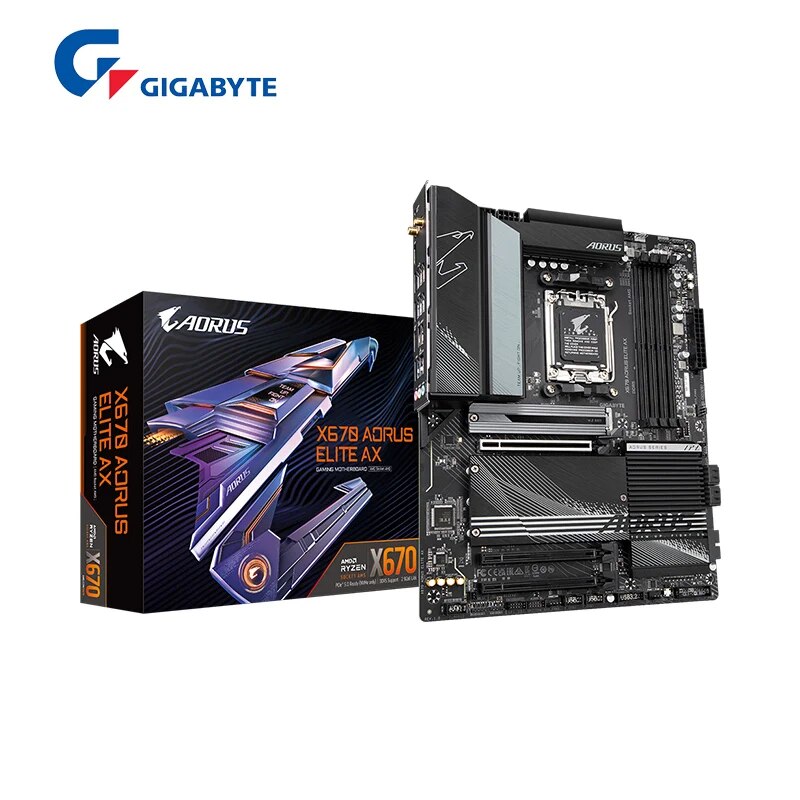 Gigabyte-X670 AORUS ELITE AX AMD Ryzen, Wi-Fi 6E, ATX, X670, DDR5, 6666 OC, M.2, 2.5Gbps, soquete 192G, suporte AM5, novo™7000