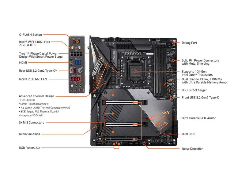 Gigabyte-Z490 Aorus Master Motherboard, LGA 1200, Intel Z490, ATX, Motherboard com Triple M.2, SATA 6Gb, WiFi 6, Desktop, Novo