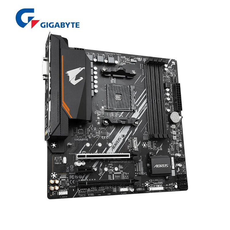 Gigabyte ga b550m aorus elite novo micro-atx amd b550 ddr4 4733 (o. c.) mhz m.2 usb3.2 128g tomada de canal duplo am4 placa-mãe