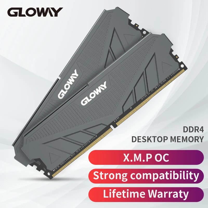 Gloway Memoria Ram ddr4 8GB 3200mhz 16GB 3000mhz compatível para a memória do Desktop com dissipador de calor
