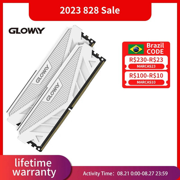 Gloway Memoria Ram ddr4 8GB 3200mhz 16GB 3000mhz compatível para a memória do Desktop com dissipador de calor