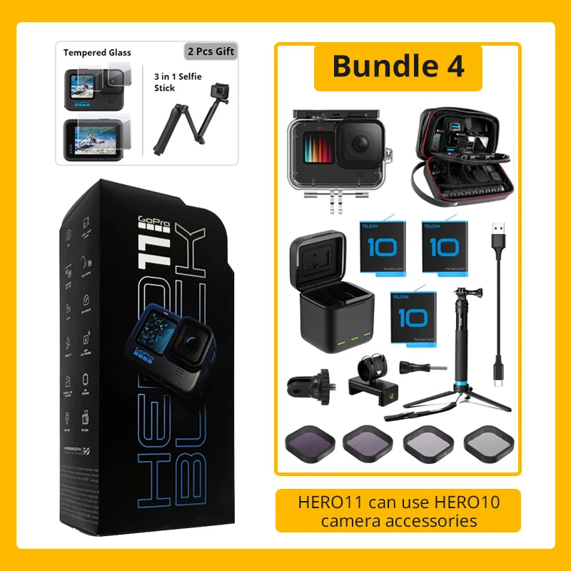 GoPro HERO 11 Black preto esporte ação câmera 27mp fotos gp2 5.3k60 2.7k240 gopro 11 esportes câmera à prova dhyperágua hypersmooth 5.0 hero11