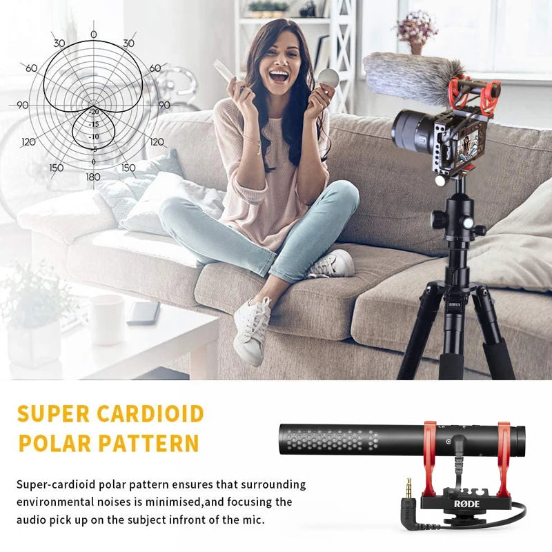 Gravação de vídeo Microfone para Canon, Nikon, Sony, DSLR, Smartphones, iPhone, IOS, Android, YouTube, NTG, Video Mic, Vídeo, Youtube, 3,5mm