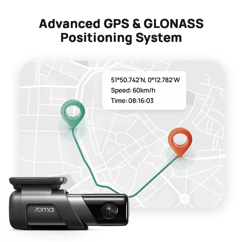 Gravador de Câmera 70mai-Car DVR Dash, M500 1944P 170FOV, GPS, ADAS, Monitor de Estacionamento 24H, eMMC, Armazenamento Embutido