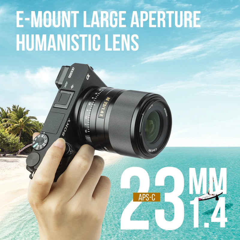 Viltrox-lentes de foco automático f1.4 23mm, lentes de abertura grande, compatíveis com sony e-mount, câmera a7s, a6000, a6300, a6600, a7, a9, a7r