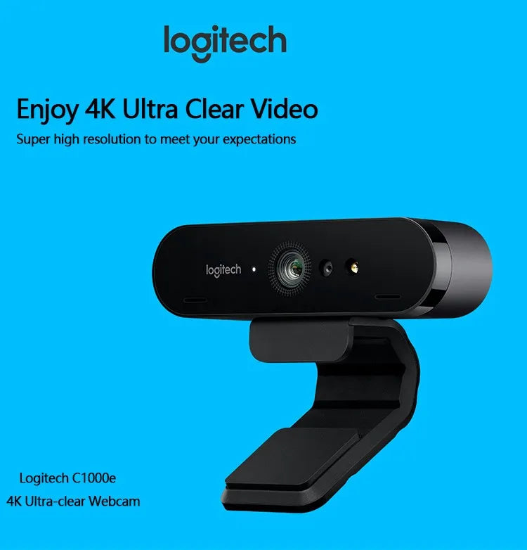 Câmera de videoconferência hd 1080p logitech c1000e brio 4k webcam com micphone grande angular ultra