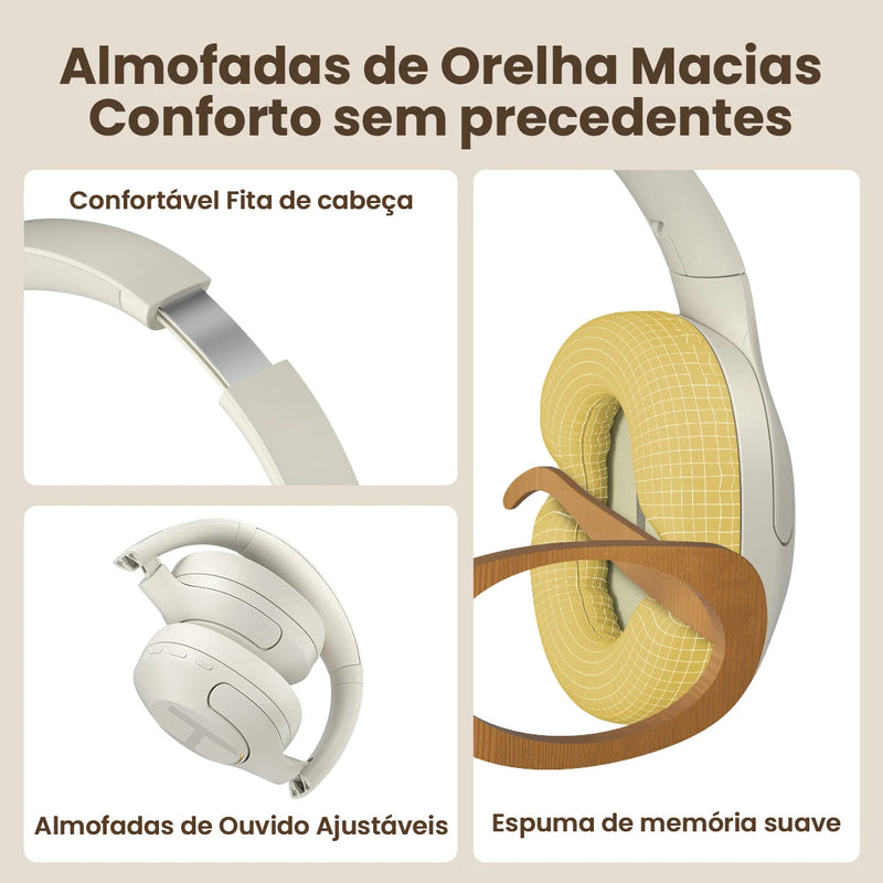 HAYLOU S35 ANC Auscultadores sem fios, Over-Ear, 42dB, ANC Auscultadores, Bluetooth 5.2, 40 milímetros Driver Dinâmico, 60 horas de bateria Fones de ouvido