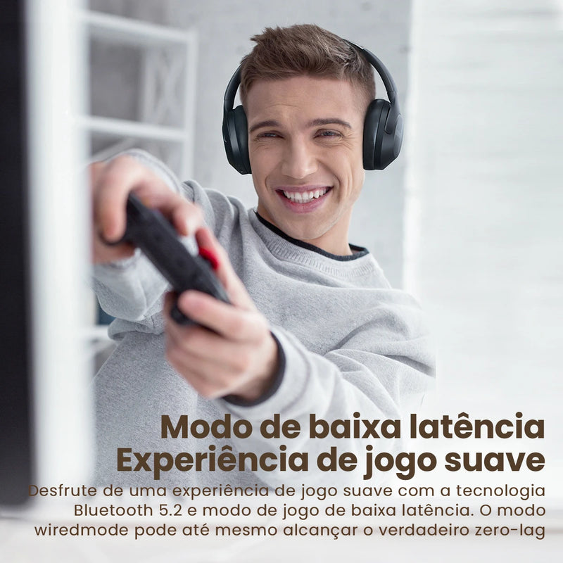 HAYLOU S35 ANC Auscultadores sem fios, Over-Ear, 42dB, ANC Auscultadores, Bluetooth 5.2, 40 milímetros Driver Dinâmico, 60 horas de bateria Fones de ouvido