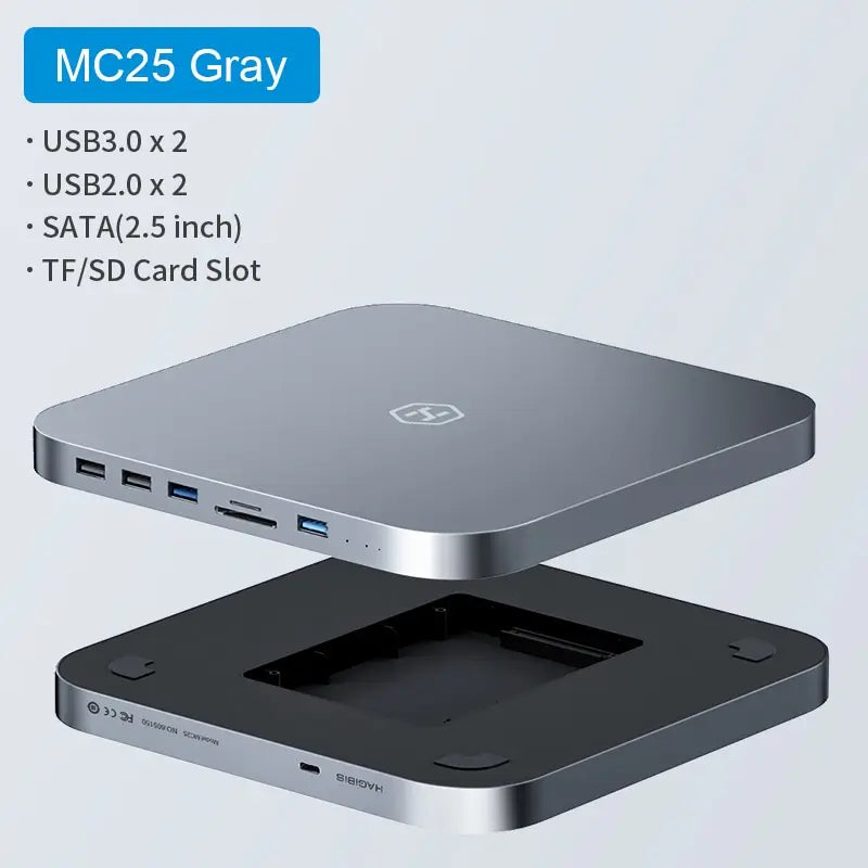 Hagibis-Hub USB C com Gabinete de Disco Rígido, Docking Station Tipo C, 2.5 SATA, NVME M.2 SSD Case, 4K DP, USB 3.0, M1, M2 para Mac Mini, Mini