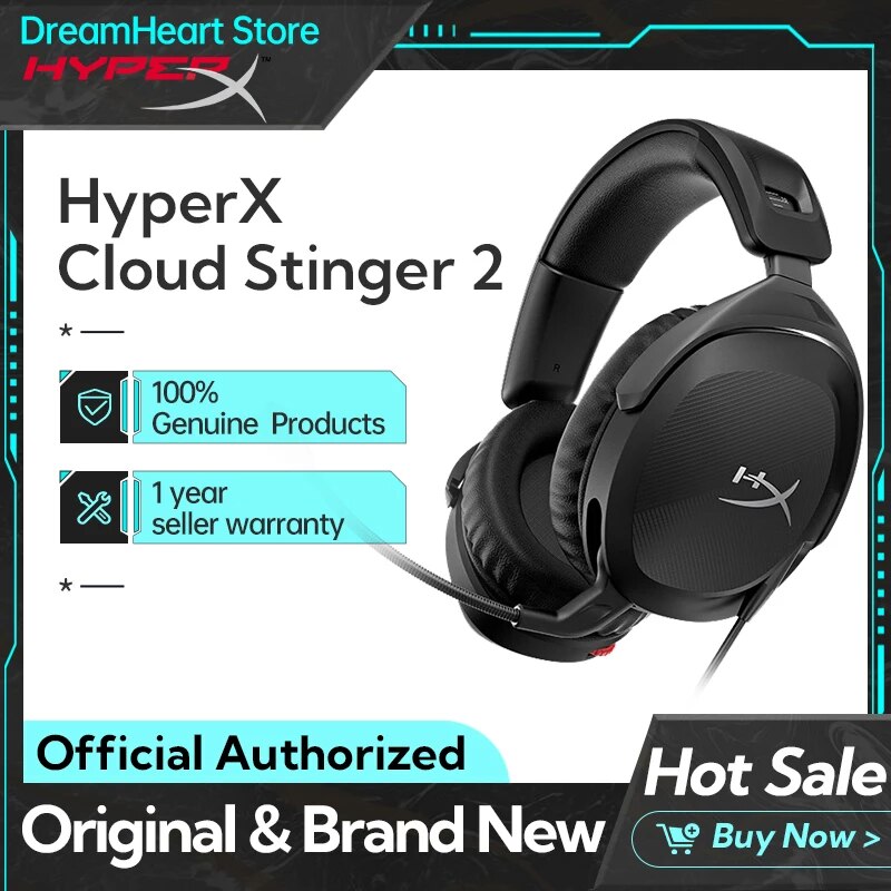 Headset original para jogos com cancelamento de ruído para PS4 e PS5, Headset para jogos com fio, HyperX Cloud Stinger, 2 Core
