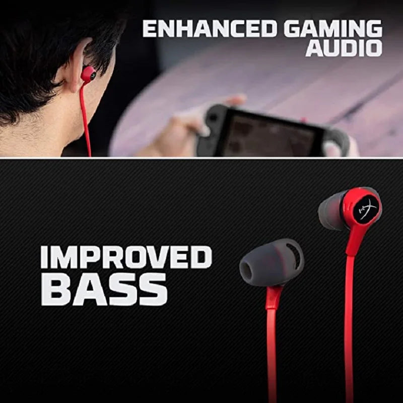 Headset para jogos HyperX com microfone, Cloud Earbuds II, fio imersivo, áudio no jogo, fone de ouvido intra-auricular