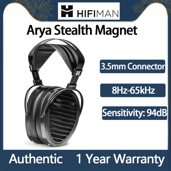 HifiMan Arya Headphone Magnético, Versão Magnet Stealth, Over-Ear Planar, Audiófilos, Full-Size, Hi-Fi, Casa e Estúdio, Original