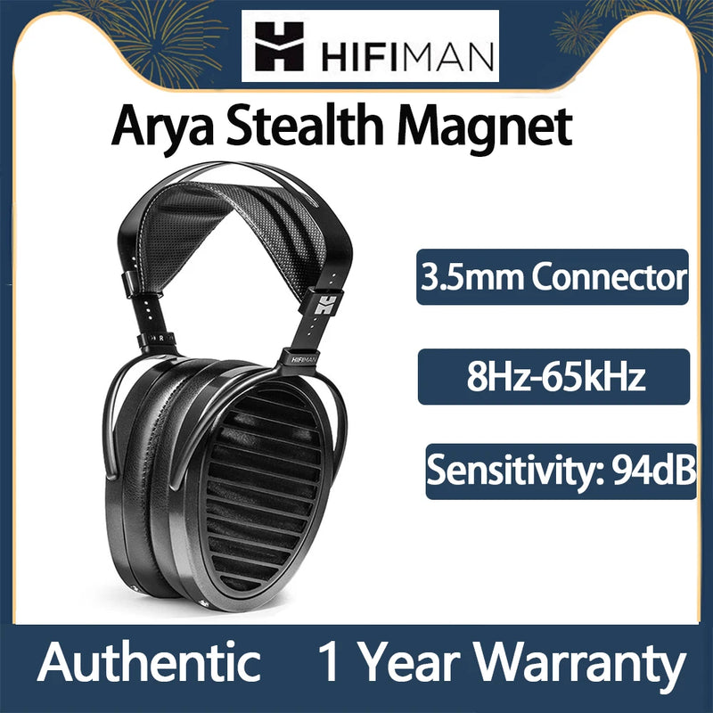 HifiMan Arya Headphone Magnético, Versão Magnet Stealth, Over-Ear Planar, Audiófilos, Full-Size, Hi-Fi, Casa e Estúdio, Original