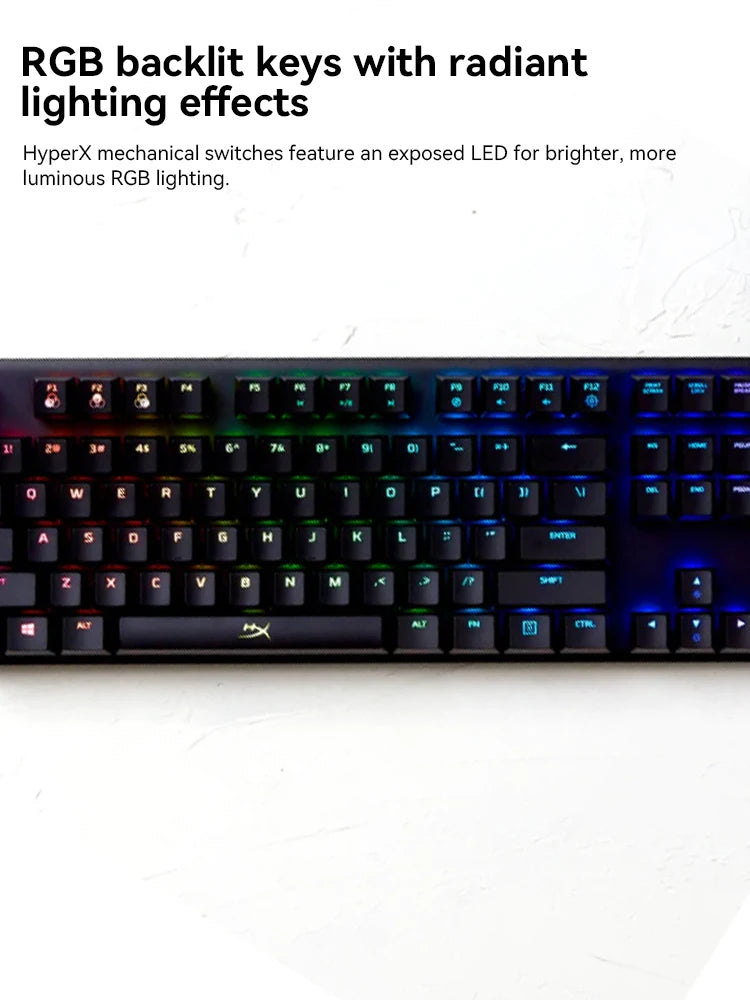 HyperX Alloy Mechanical Gaming Keyboard, Original, Vermelho-Linear, Blue-Clicky, Aqua RGB Backlighting, PC Gamer