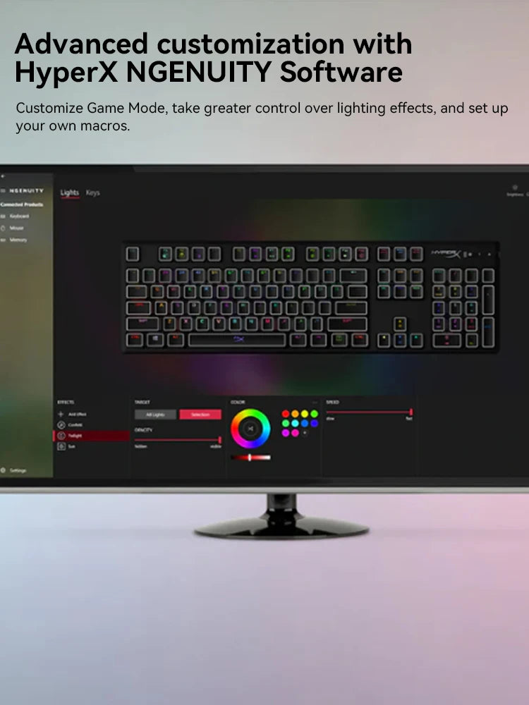 HyperX Alloy Mechanical Gaming Keyboard, Original, Vermelho-Linear, Blue-Clicky, Aqua RGB Backlighting, PC Gamer