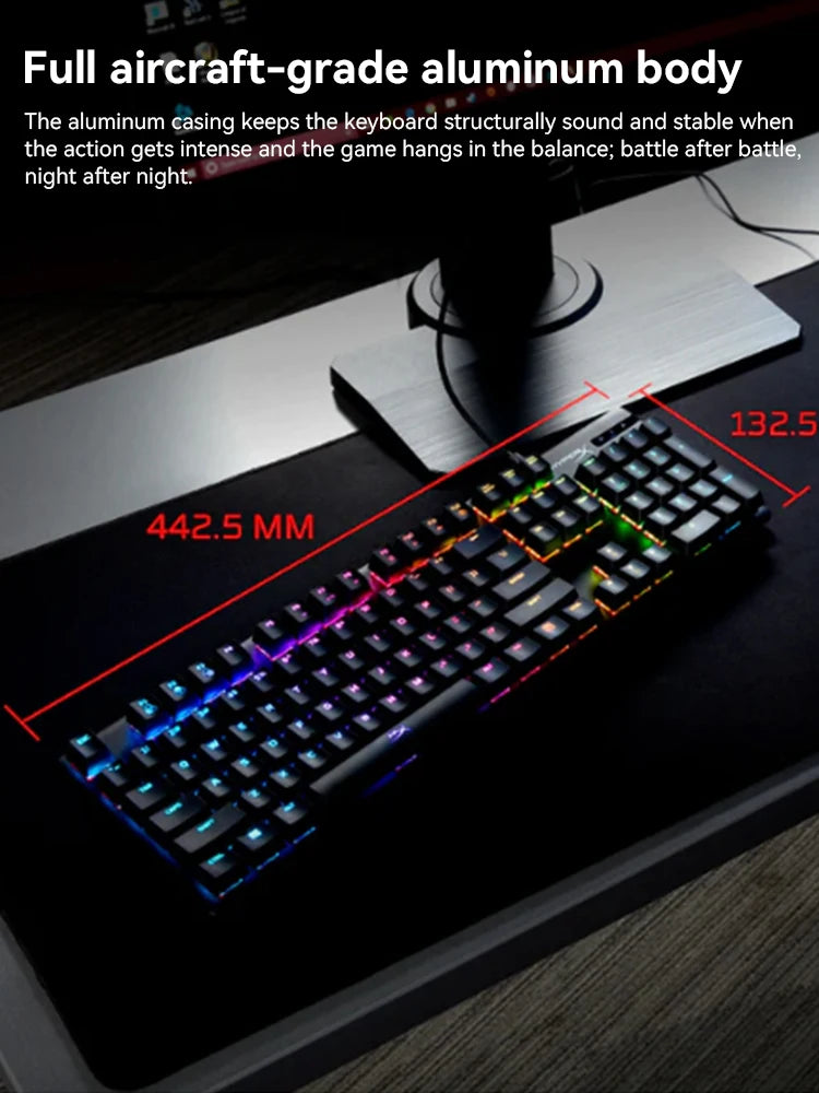 HyperX Alloy Mechanical Gaming Keyboard, Original, Vermelho-Linear, Blue-Clicky, Aqua RGB Backlighting, PC Gamer