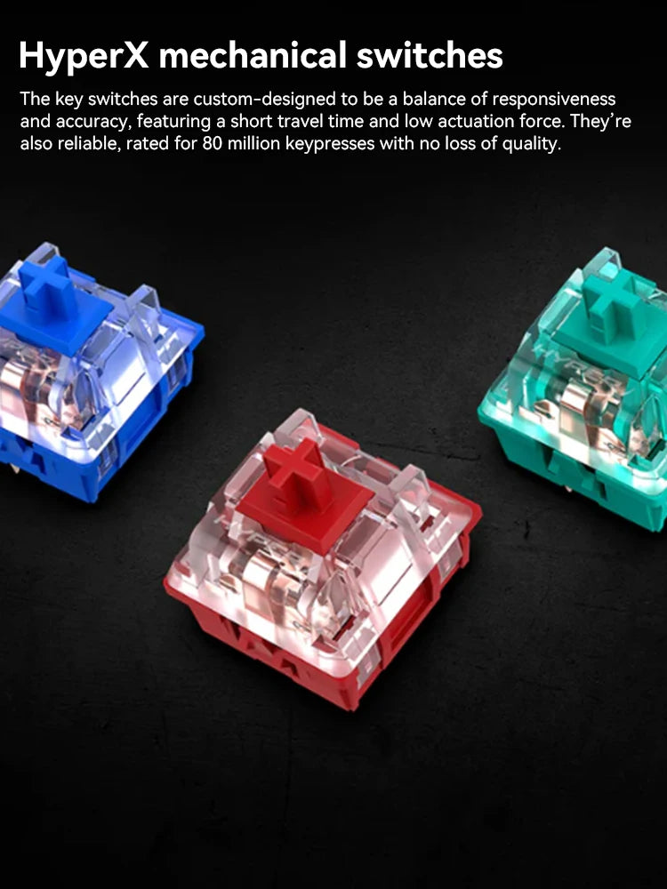 HyperX Alloy Mechanical Gaming Keyboard, Original, Vermelho-Linear, Blue-Clicky, Aqua RGB Backlighting, PC Gamer