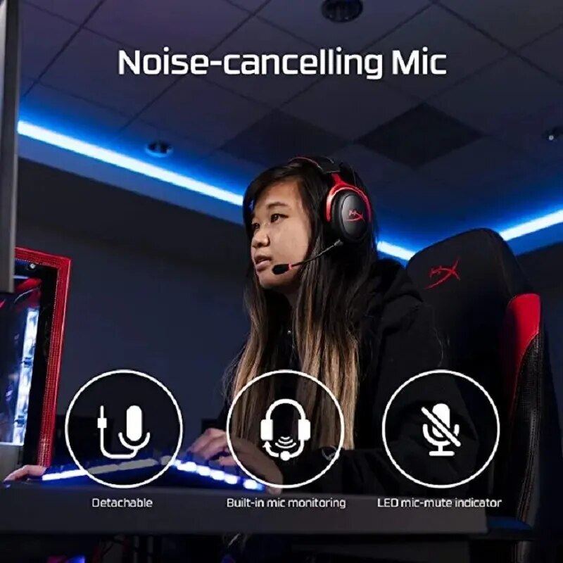 HyperX Cloud 2 Gaming Wire Headset com HiFi 7.1, som surround, microfone Gaming Headphone para PC, PS4, original