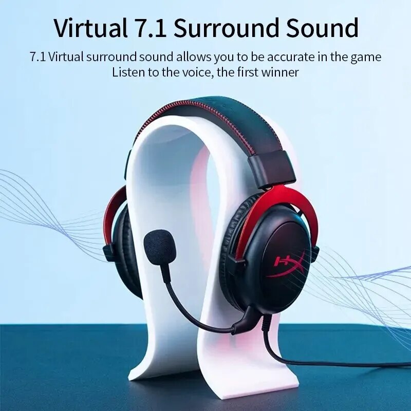HyperX Cloud 2 Gaming Wire Headset com HiFi 7.1, som surround, microfone Gaming Headphone para PC, PS4, original