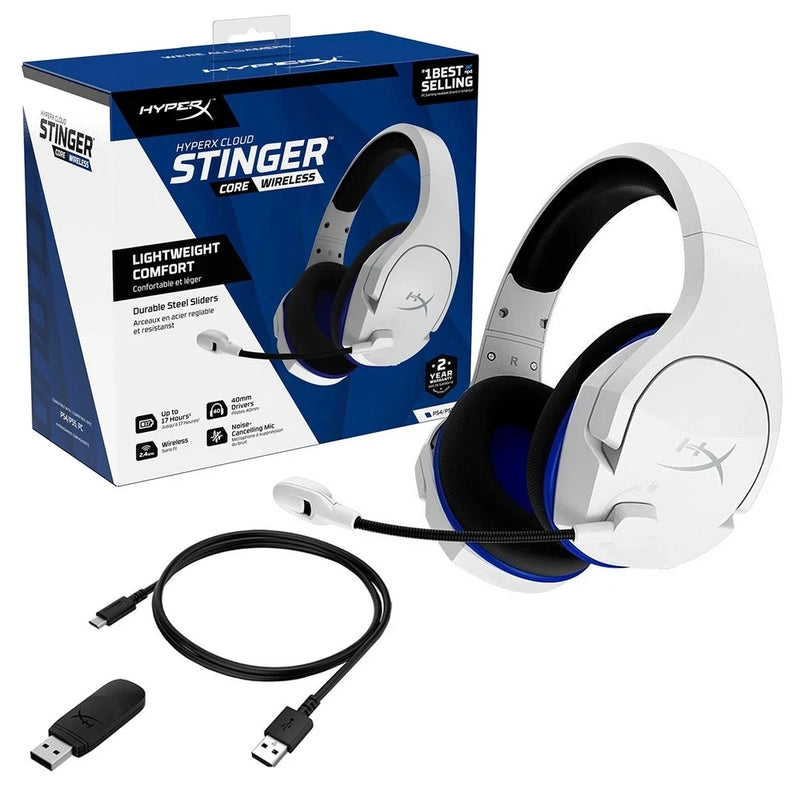 Hyperx nuvem stinger núcleo branco sem fio jogos fone de ouvido microfone de cancelamento de ruído para ps4 ps5 pc