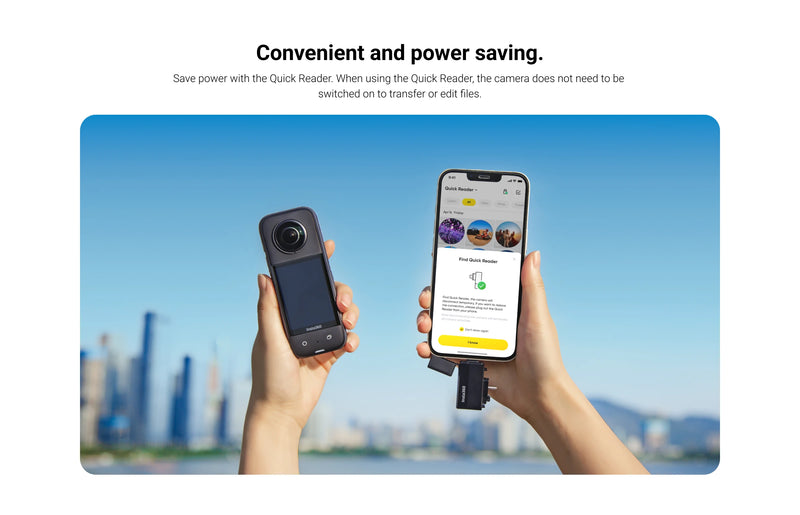 Insta 360 X3 Quick Reader, Acessórios Originais para Android e iPhone