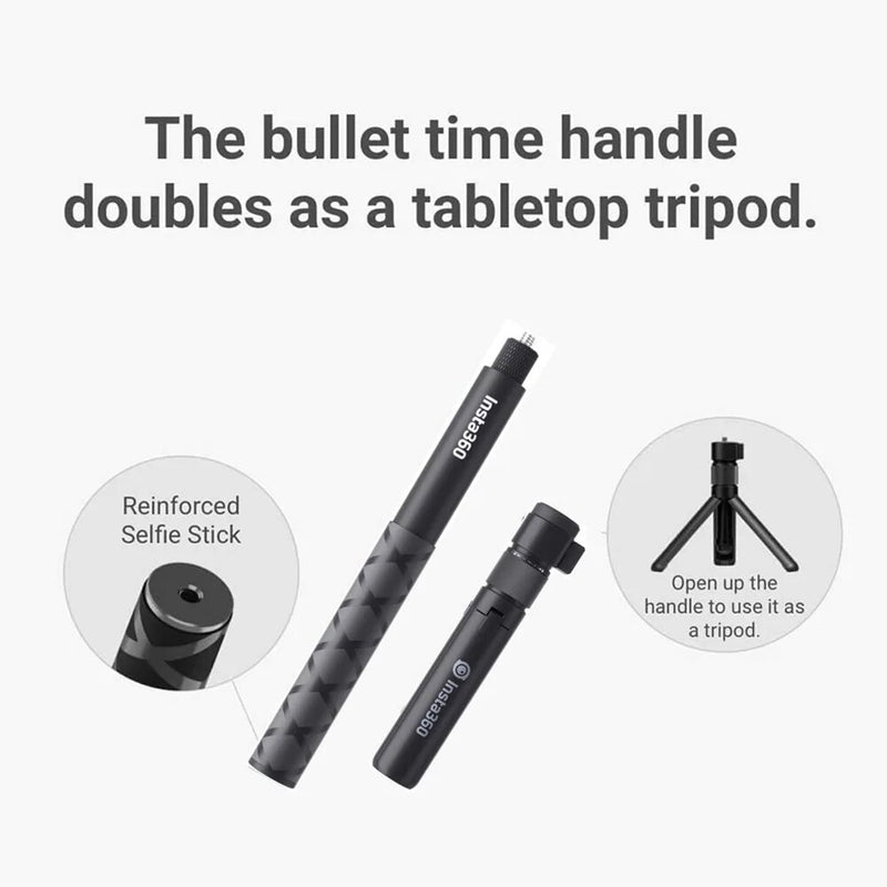 Insta360 Bullet Time Invisible Selfie Stick, acessório de liga de alumínio original, X3, ONE, X2, RS, GO 2