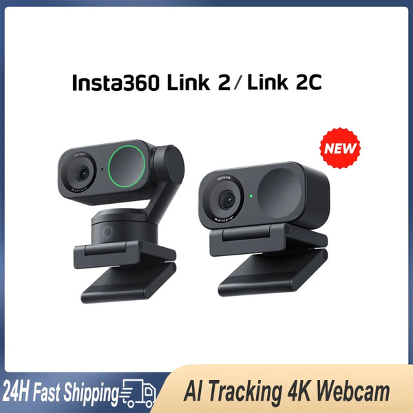 Insta360 link 2 & 2c-ptz 4k ai rastreamento webcam para transmissão on-line ensino câmera de vídeo pc mac 1/2 "sensor cancelamento de ruído