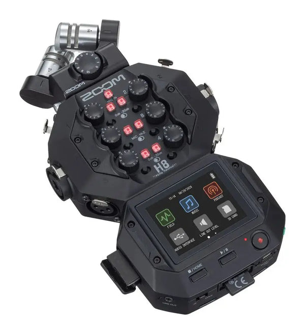 Interface de áudio usb multicanais h8, gravador, 12 pistas, gravação simultânea para gravação, música e podcast de campo