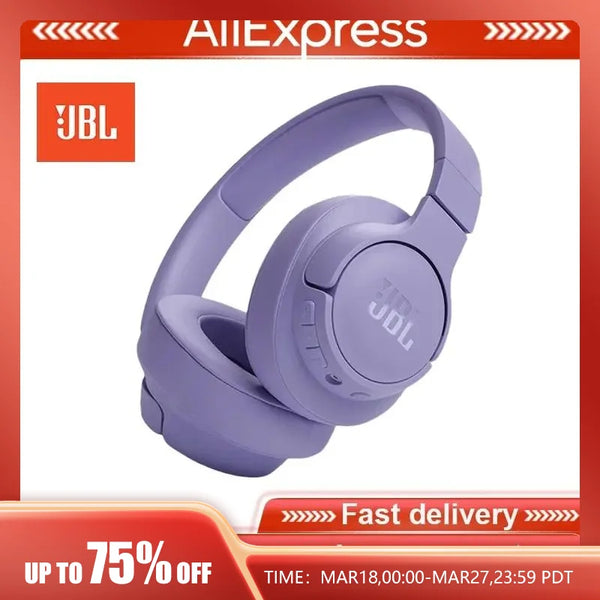 JBL-TUNE 720BT Fones de ouvido sem fio com efeitos sonoros de baixa frequência pura, Bluetooth 5.3, chamadas mãos livres, 100% Original