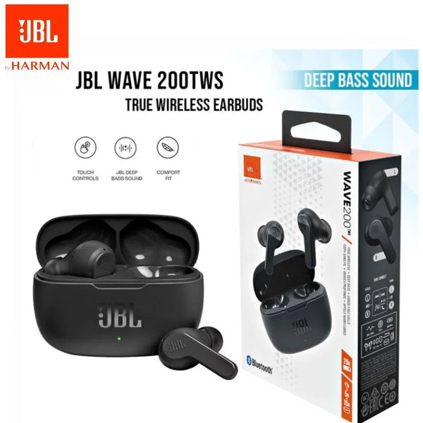 JBL-Wave 200TWS Verdadeiro Fones De Ouvido Estéreo Sem Fio, Fones De Ouvido Bluetooth 5.0, Headset Esportivo, Som De Baixo Profundo, Original, Versão HK