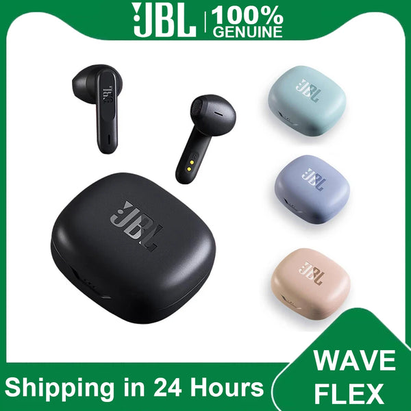 JBL-Wave Flex Verdadeiro Fone De Ouvido Sem Fio Bluetooth TWS Estéreo, Esporte Earbuds, Baixo Profundo Fones De Ouvido, Auscultadores Handsfree com Microfone, Original
