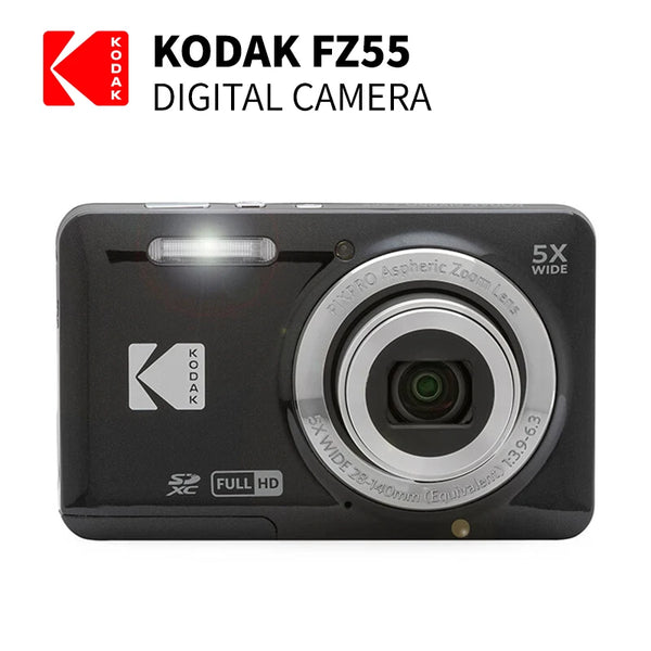 KODAK-PIXPRO FZ55-RD Câmera Digital, 16MP, Zoom Óptico 5X, Grande Angular de 28mm, 1080P Full HD Video, 2.7 "LCD, Câmera Vlogging