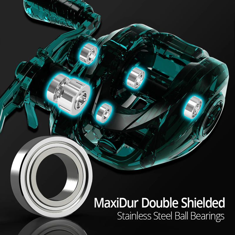 KastKing-Crixus Baitcasting Reel, Super leve, sistema de freio magnético, bobina de pesca de água doce, 7 + 1BBs, 8kg Max Drag, 206g
