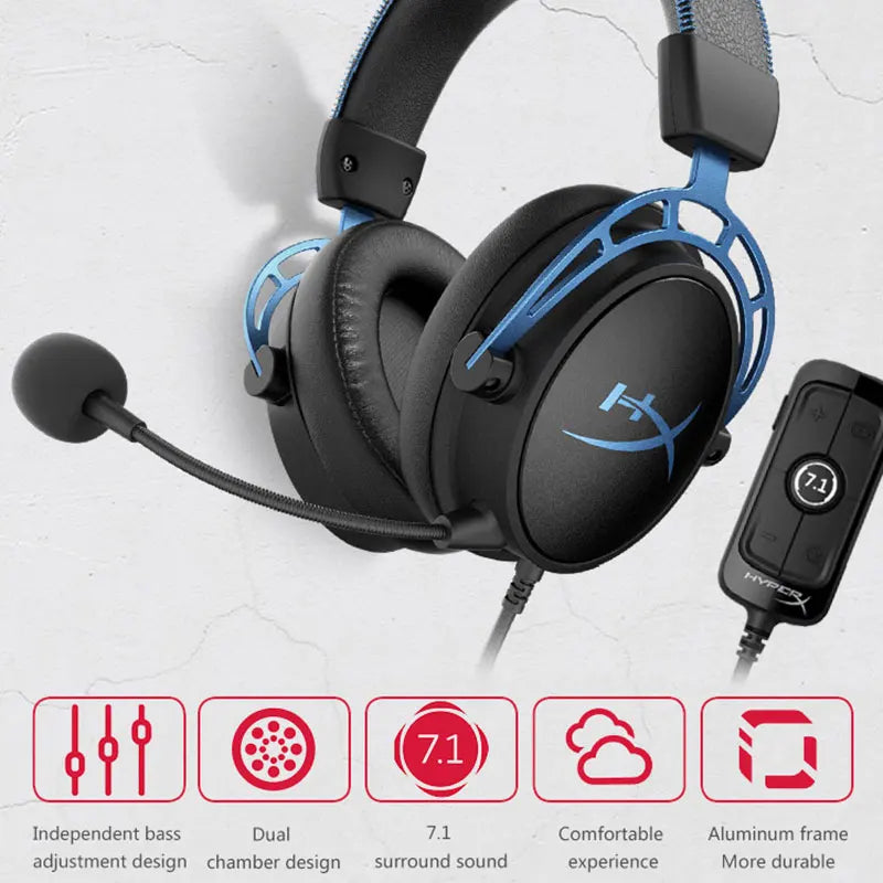 Kingston-HyperX Cloud Alpha S E-Sports Headphone com microfone, fone de ouvido para PC Gaming, Fones de ouvido