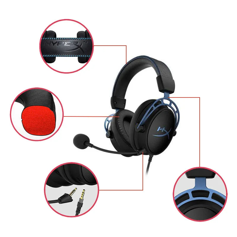 Kingston-HyperX Cloud Alpha S E-Sports Headphone com microfone, fone de ouvido para PC Gaming, Fones de ouvido