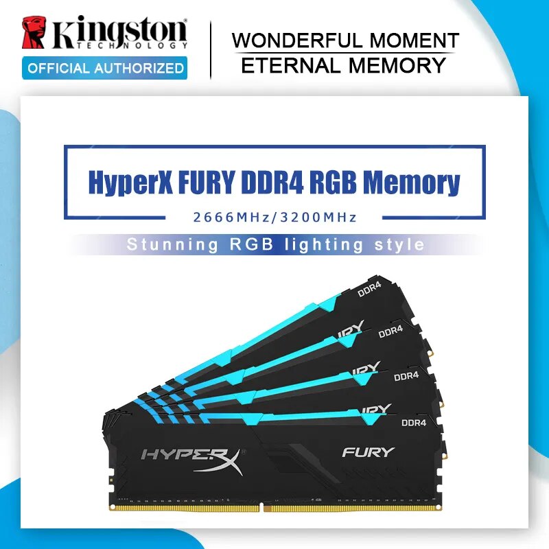 Kingston hyperx fúria ddr4 rgb de memória 2666mhz 3200mhz ddr4 cl15 1.2v dimm 8gb 16gb memoria ram para desktop