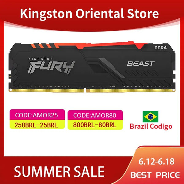 Kingston hyperx fúria ddr4 rgb de memória 2666mhz 3200mhz ddr4 cl15 1.2v dimm 8gb 16gb memoria ram para desktop